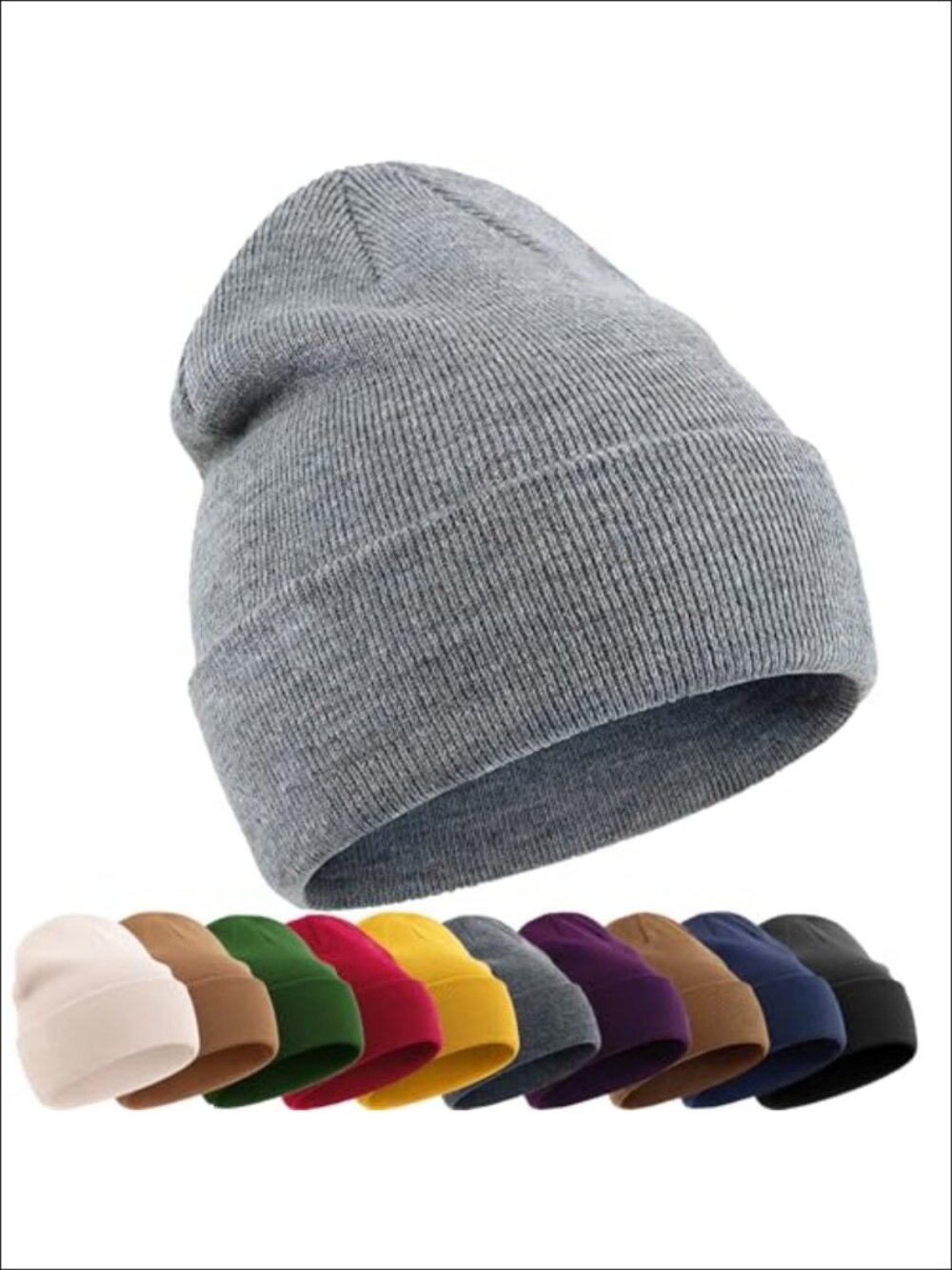 100% Cotton Beanie Hat Warm Winter Knit Skullcap Unisex One Size